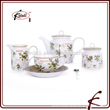 vanilla design decal pattern durable porcelain coffee tea set